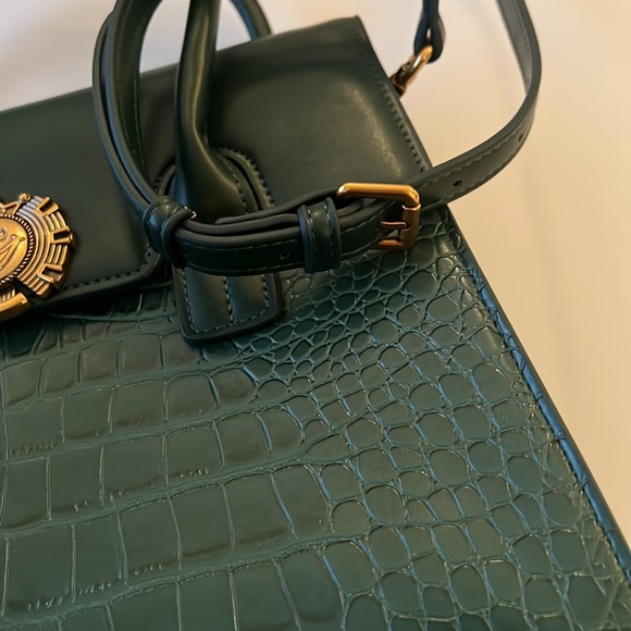 Rich Green Croco Print Bag 12”x9”x4”